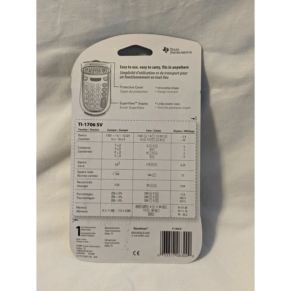 Texas Instruments TI-1706-SV Handheld Calculator New in Package